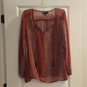 Lane Bryant Red and Black Sheer Blouse
